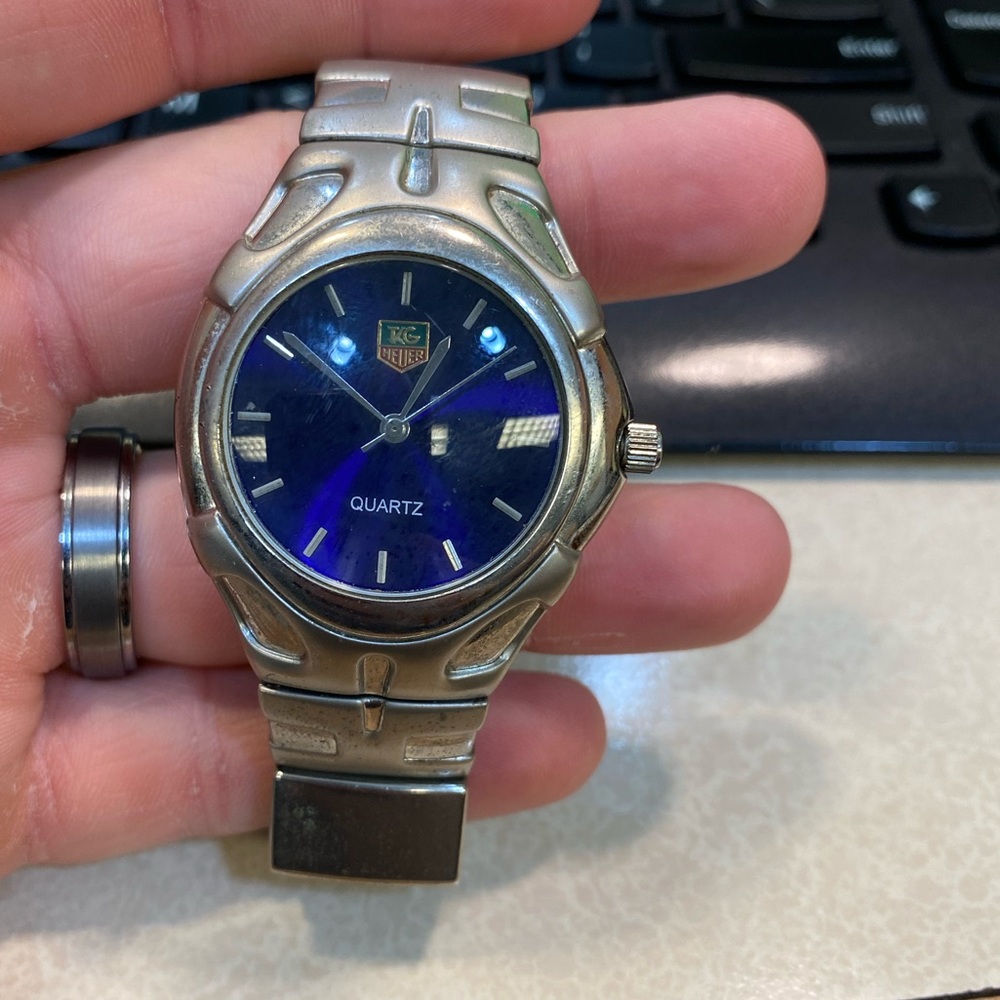 Tag Heuer Silver and Blue with Sport-Luxury Design